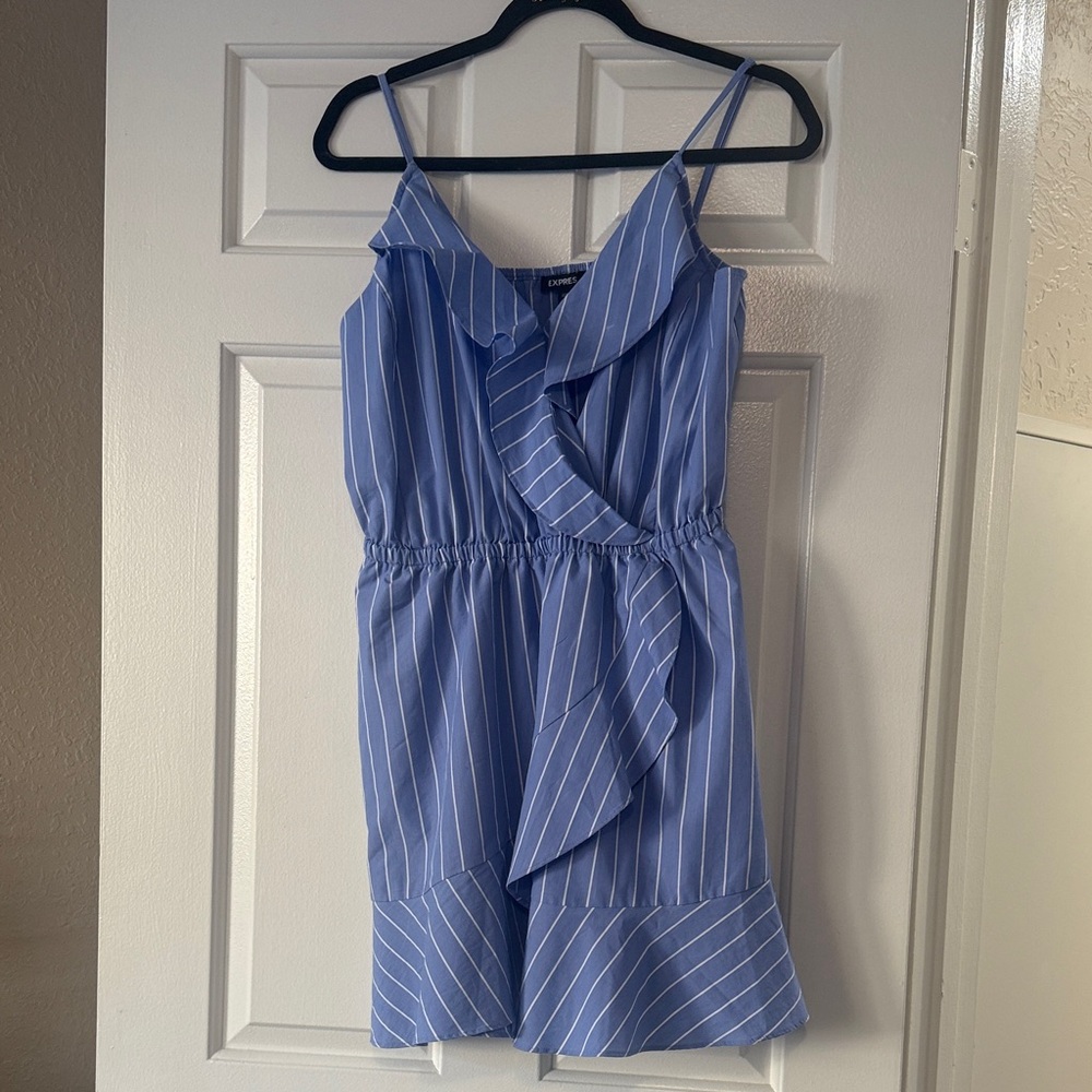Express Striped Ruffle Mini Dress